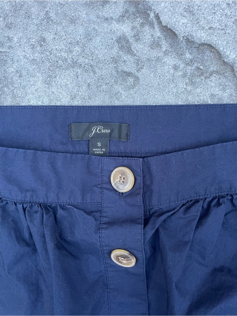 J. Crew Navy Square-Neck Button Puff Sleeve Blouse - Picture 5 of 7